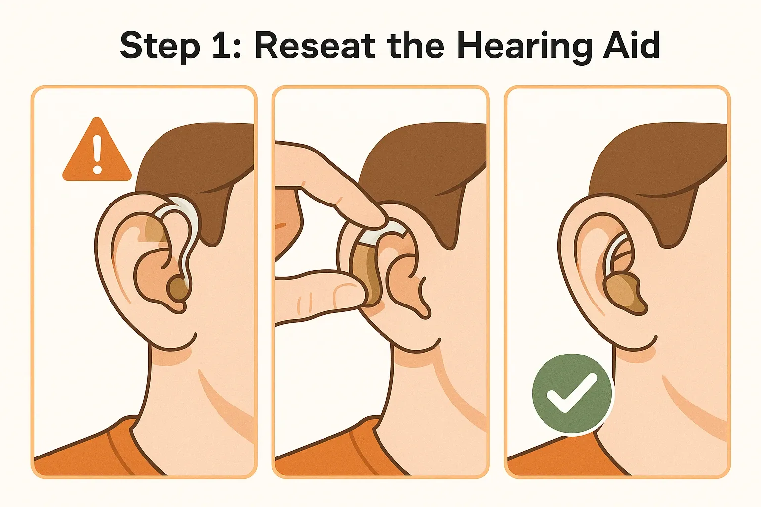 Step 1: Reseat the Hearing Aid
